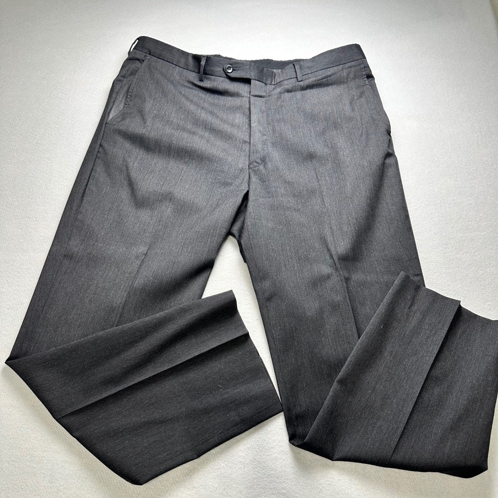 Jos. A. Bank Dress Pants Mens 38 Regular Gray 100% Wool Flat Front Straight Leg